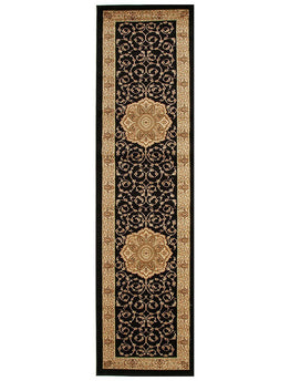 Istanbul Medallion Classic Pattern Runner Rug Black