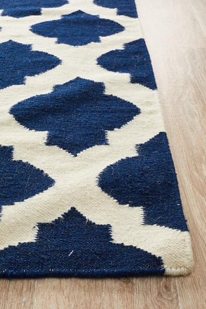 Nomad Pure Wool Flatweave 15 Navy Ivory Rug