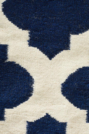 Nomad Pure Wool Flatweave 15 Navy Ivory Rug