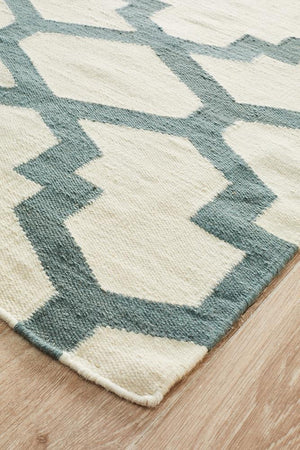 Nomad Pure Wool Flatweave 17 Blue Rug