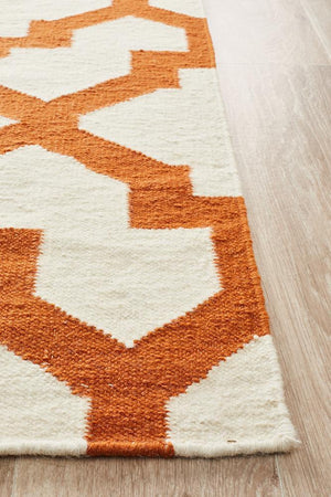 Nomad Pure Wool Flatweave 17 Orange Rug