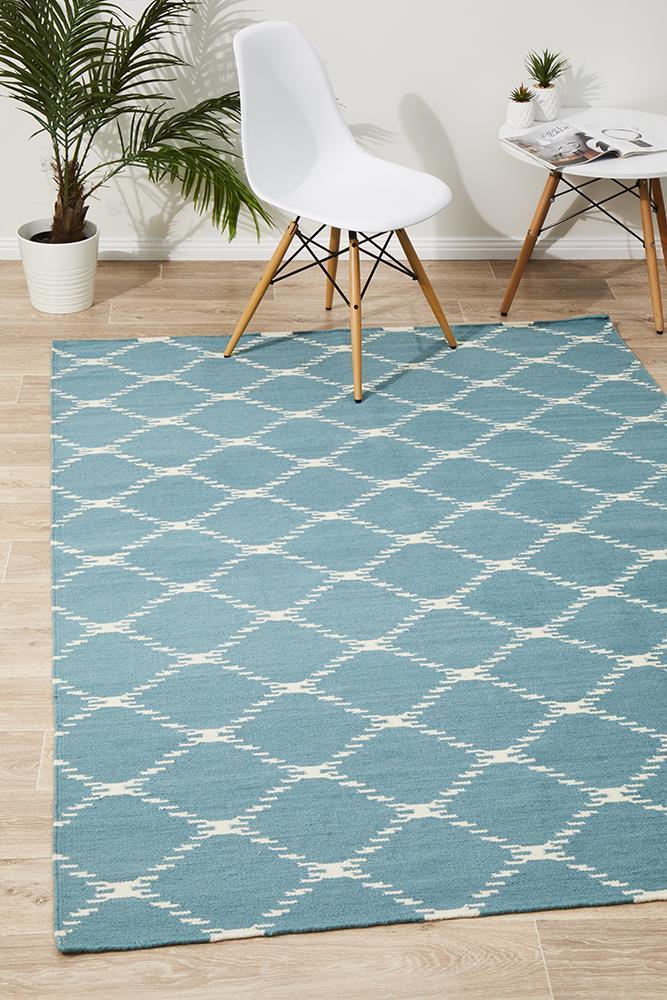 Nomad Pure Wool Flatweave 19 Blue Rug