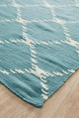 Nomad Pure Wool Flatweave 19 Blue Rug