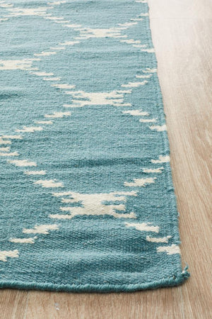 Nomad Pure Wool Flatweave 19 Blue Rug