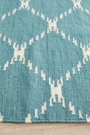 Nomad Pure Wool Flatweave 19 Blue Rug