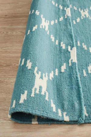 Nomad Pure Wool Flatweave 19 Blue Rug