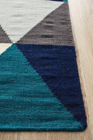 Nomad Pure Wool Flatweave 25 Blue Rug