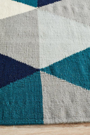 Nomad Pure Wool Flatweave 25 Blue Rug