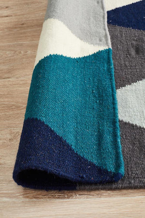 Nomad Pure Wool Flatweave 25 Blue Rug