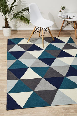 Nomad Pure Wool Flatweave 25 Blue Rug