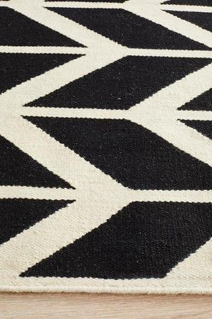 Nomad Pure Wool Flatweave 30 Black Rug