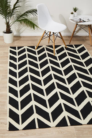 Nomad Pure Wool Flatweave 30 Black Rug