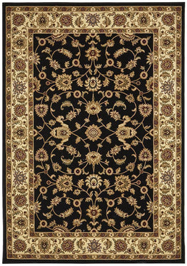 Sydney Collection Classic Rug Black With Ivory Border