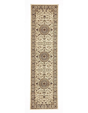 Sydney Collection Medallion Rug Ivory With Ivory Border