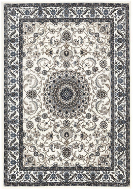 Sydney Collection Medallion Rug White With White Border