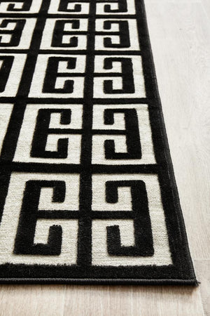 York Brenda Black & Gold Runner Rug